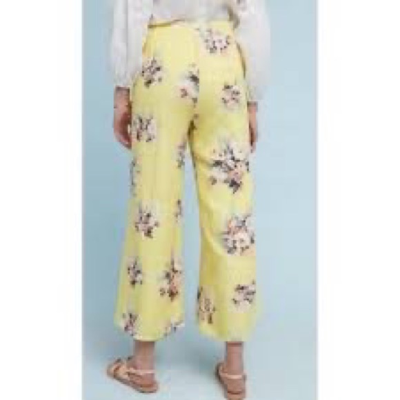 Anthropologie Feather Bone size 6 yellow floral pants Talese - Picture 3 of 12